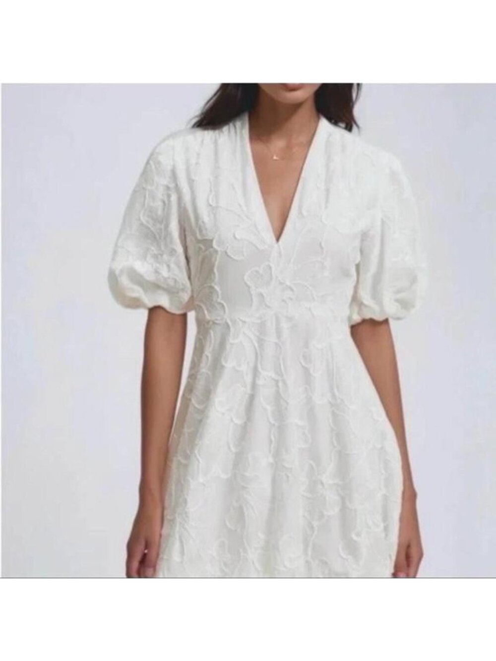 Christian Lacroix white floral embroidered bubble mini dress